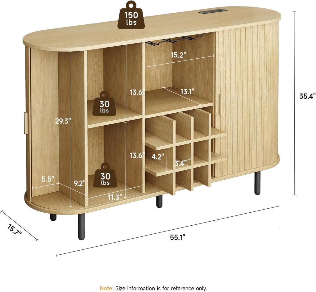 55 Inch LED Wine Bar Cabinet and Coffee Station