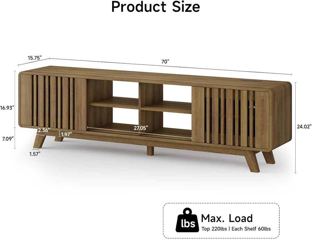 63 or 70 Inch TV Stand with Sliding Grille Doors