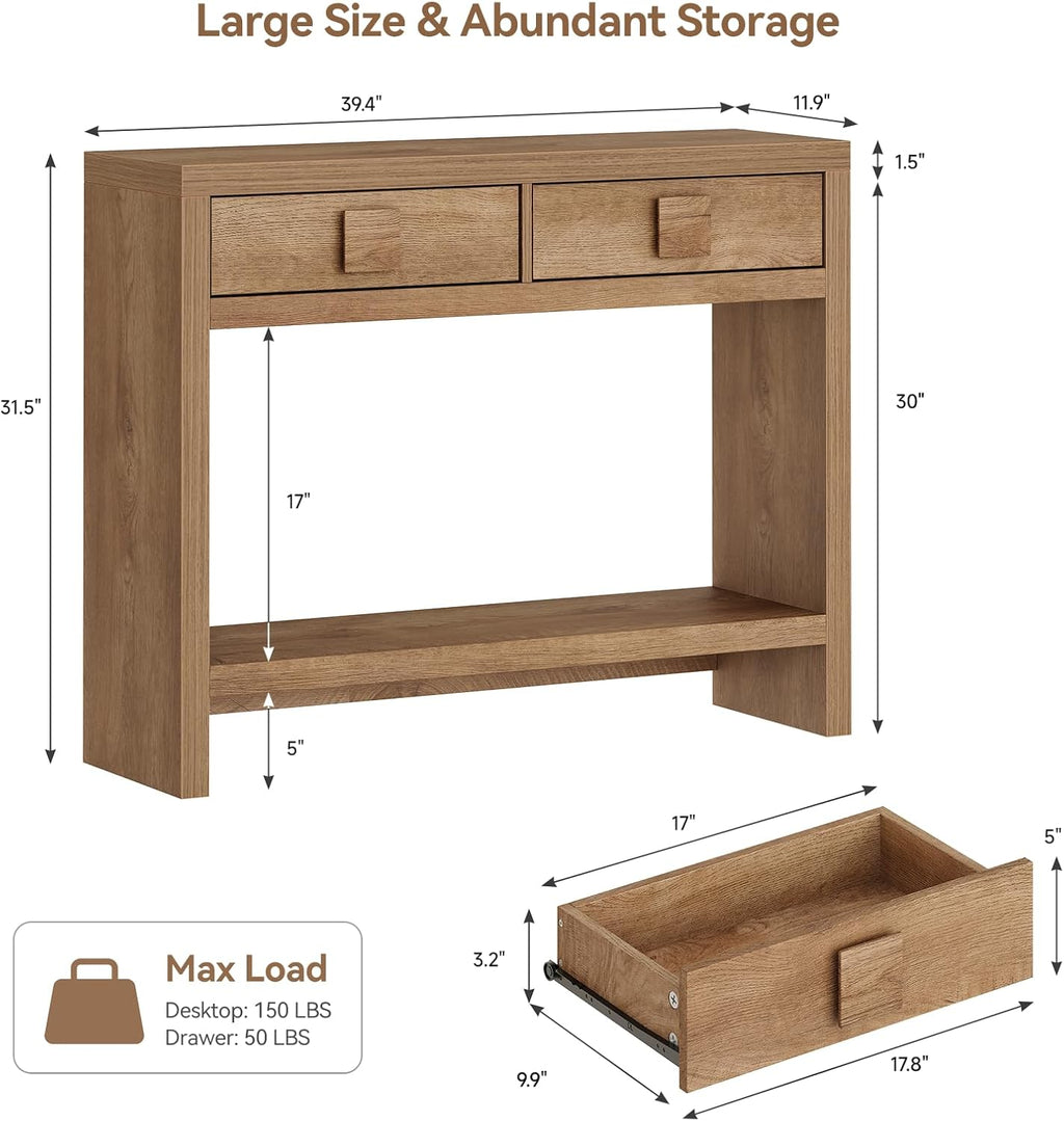 40 Inch Narrow Console Table with Drawers