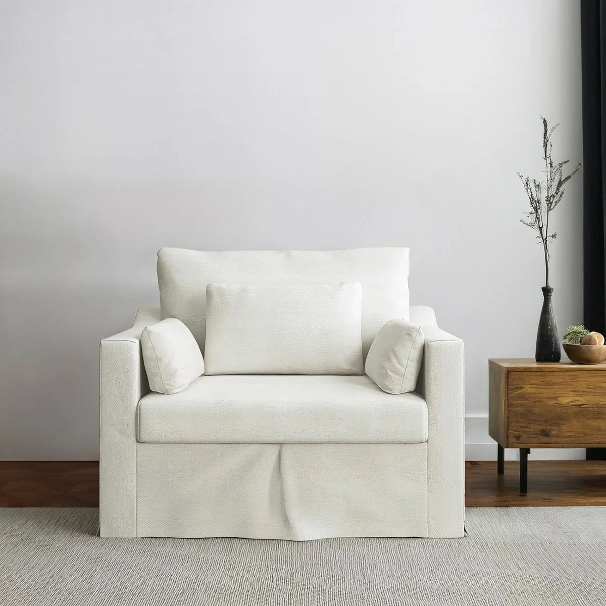 33 Inch Wide Coastal Armchair with Washable Slipcover