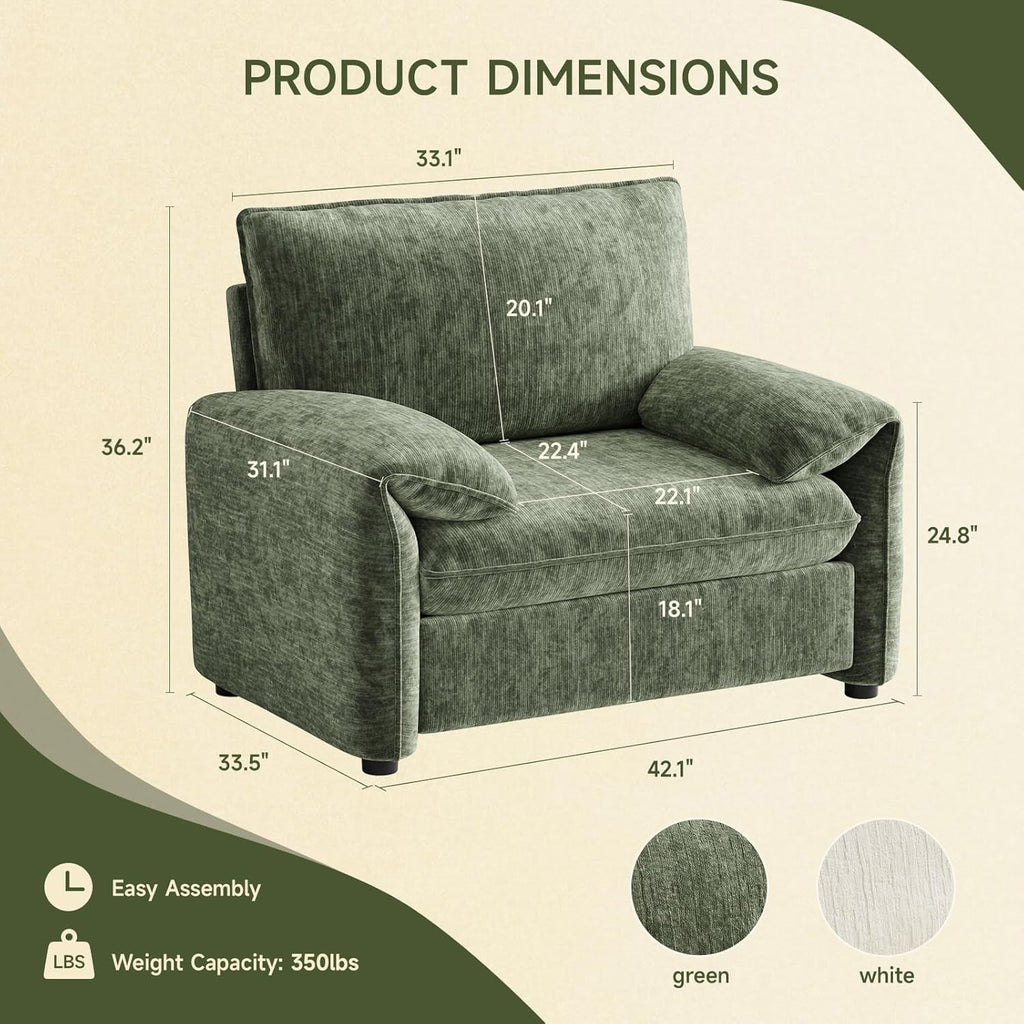 42.1 Inch Oversized Chenille Accent Reading Chair