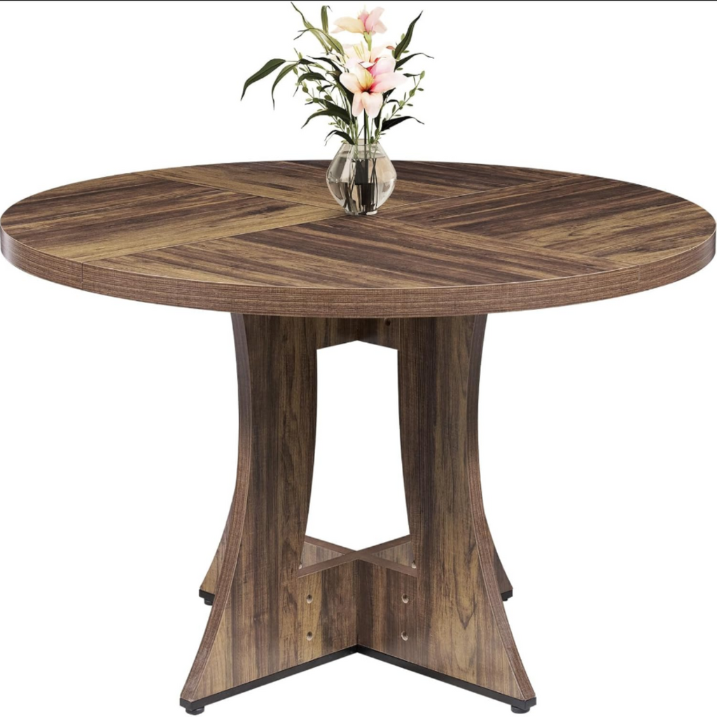 47 Inch Round Wooden Dining Table, Modern Kitchen Table