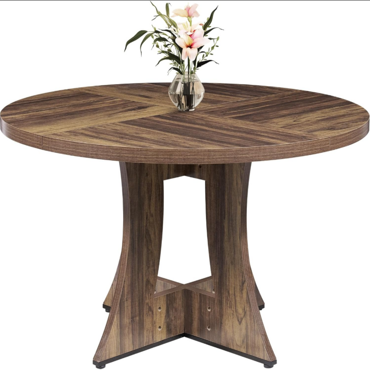 47 Inch Round Wooden Dining Table, Modern Kitchen Table