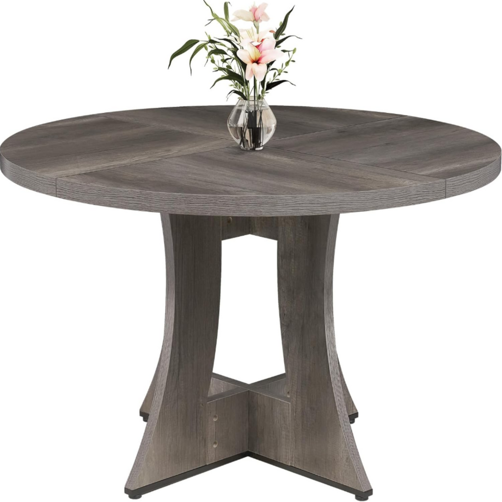 47 Inch Round Wooden Dining Table, Modern Kitchen Table