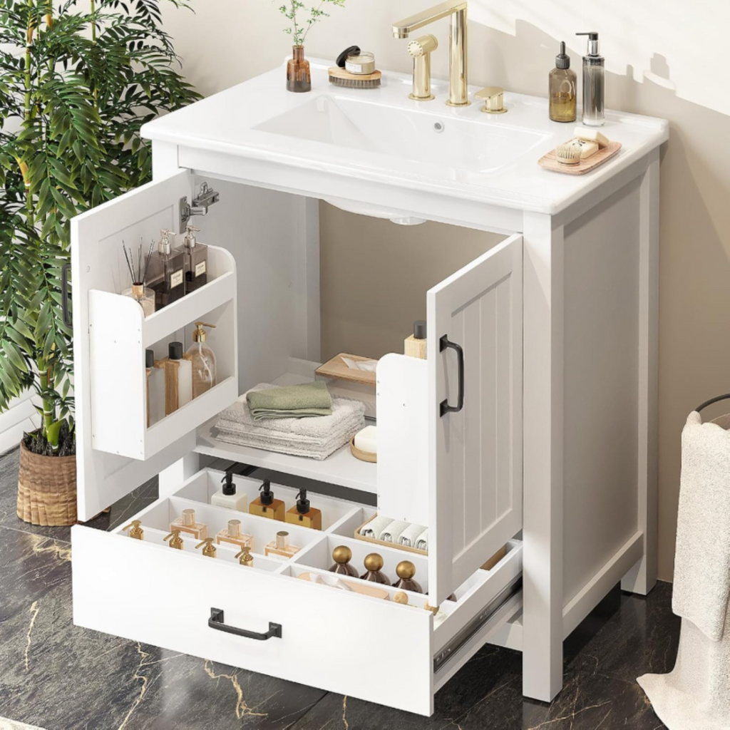 30 Inch Farmhouse Bathroom Vanity with Barn Door
