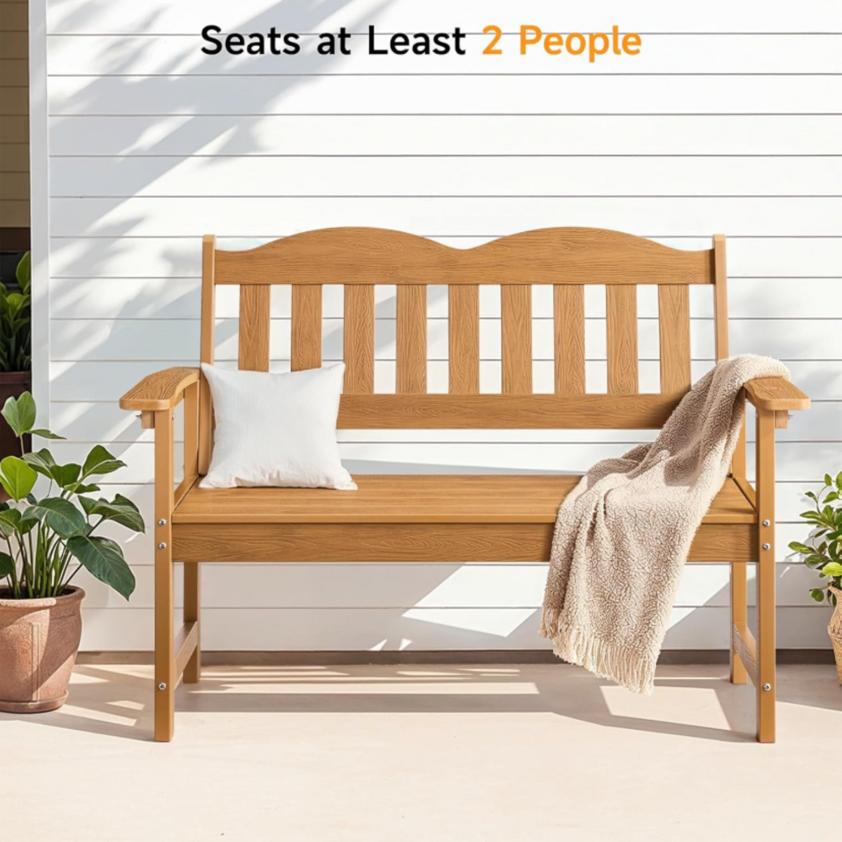2-Person HDPS Outdoor Garden Bench, 800 lb