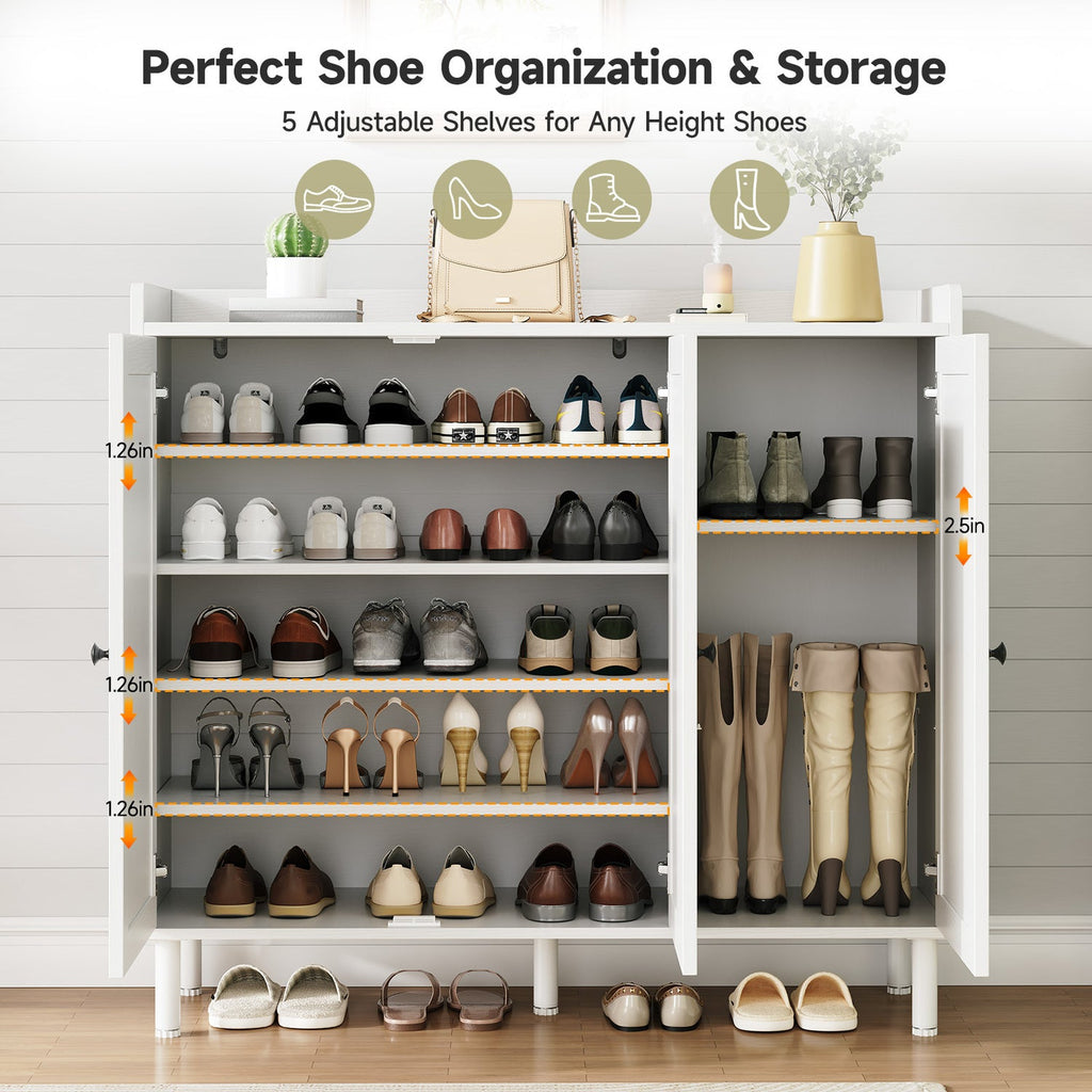 Freestanding Shoe Cabinet with 3 Doors and Shelves