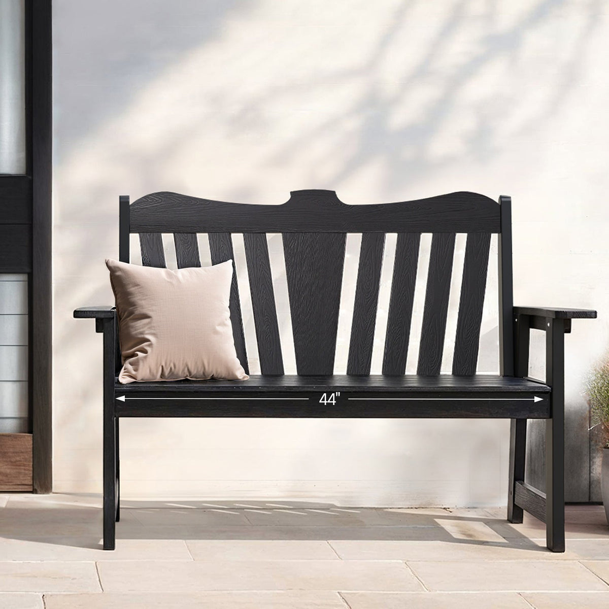 Weatherproof Patio Garden Bench with Wide Armrests