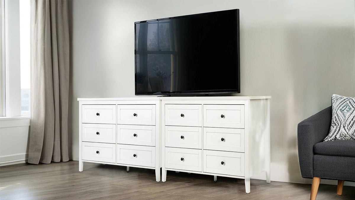 Traditional White 6 Drawer Dresser