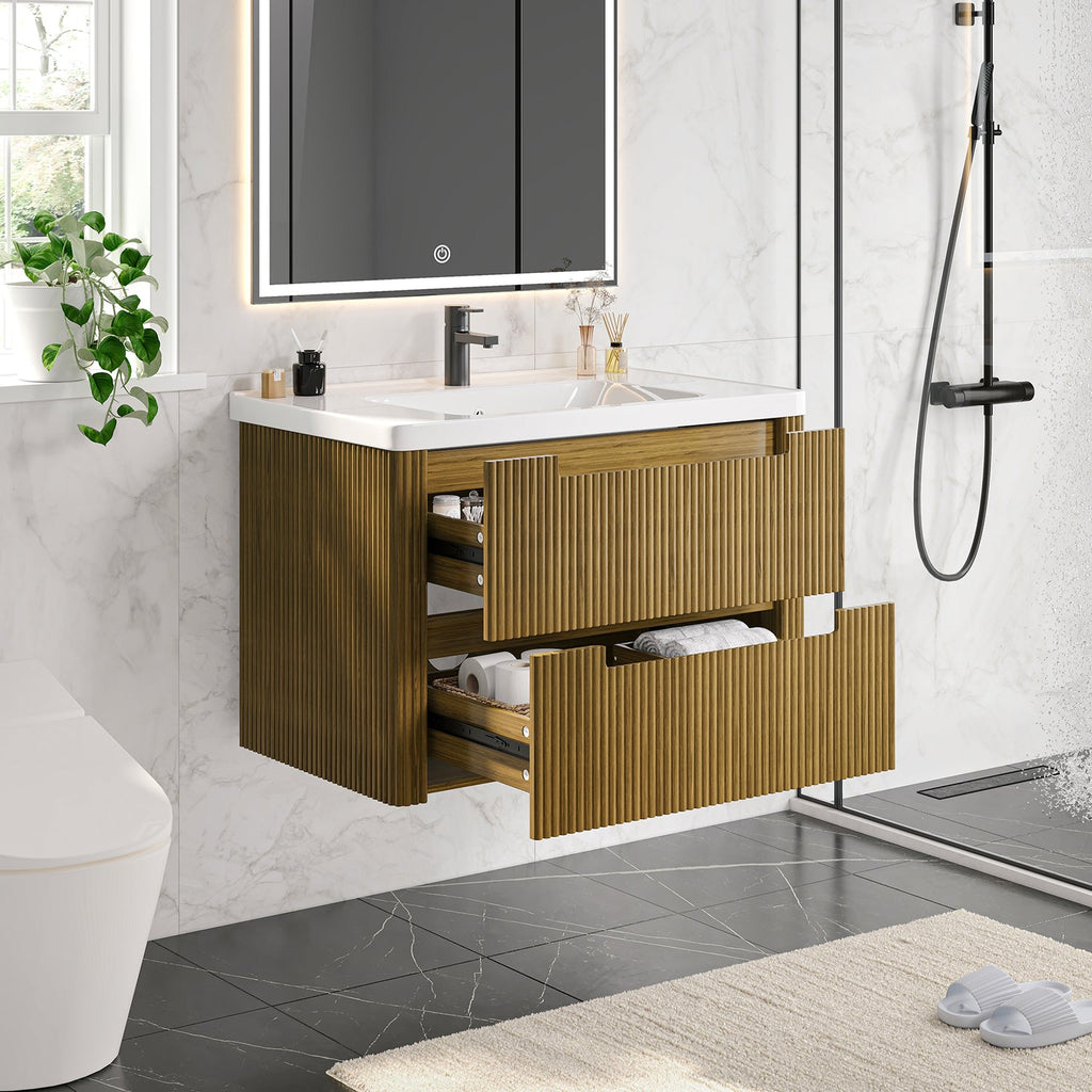 32-Inch Floating Bathroom Vanity with Sink