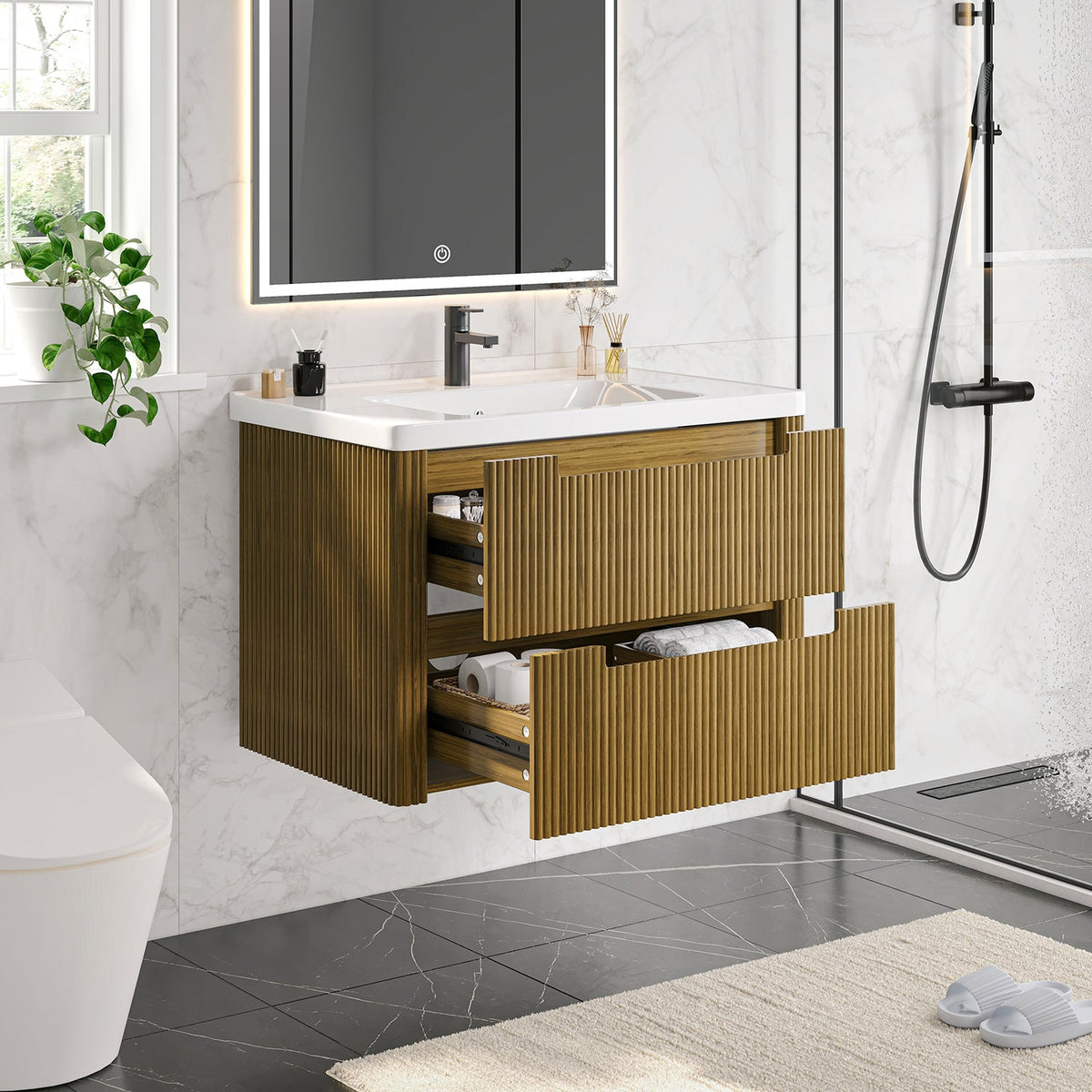 32-Inch Floating Bathroom Vanity with Sink