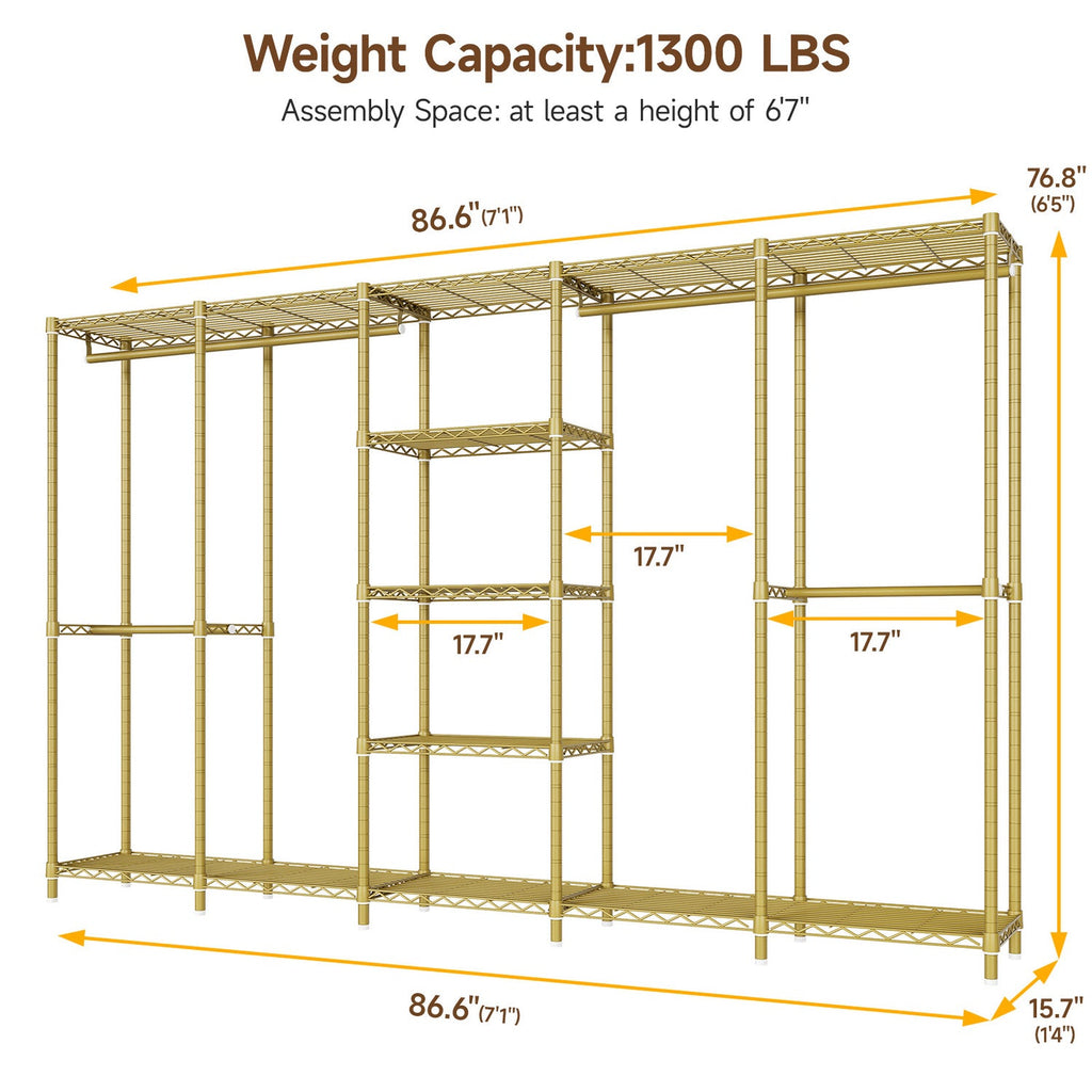 Heavy Duty Freestanding Closet Organizer with Wire Shelves