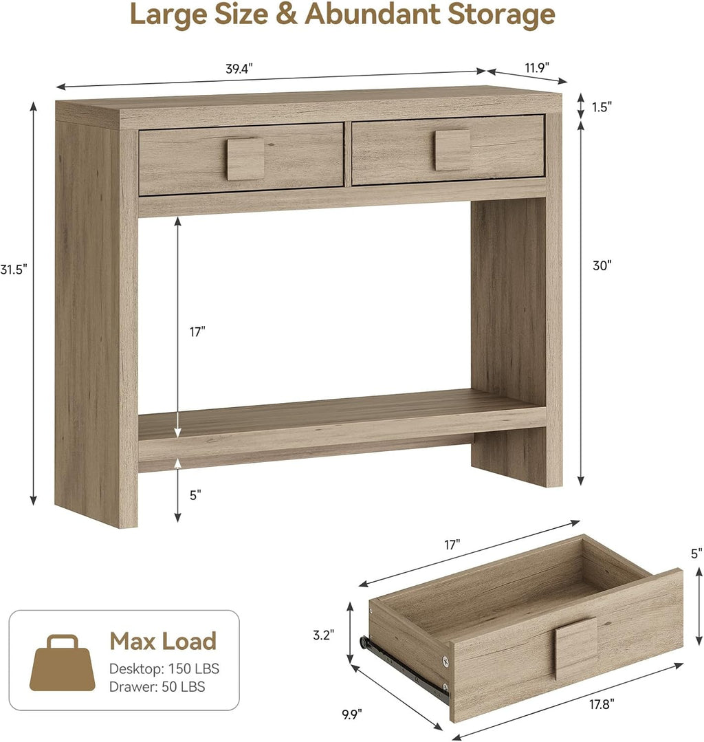 40 Inch Narrow Console Table with Drawers