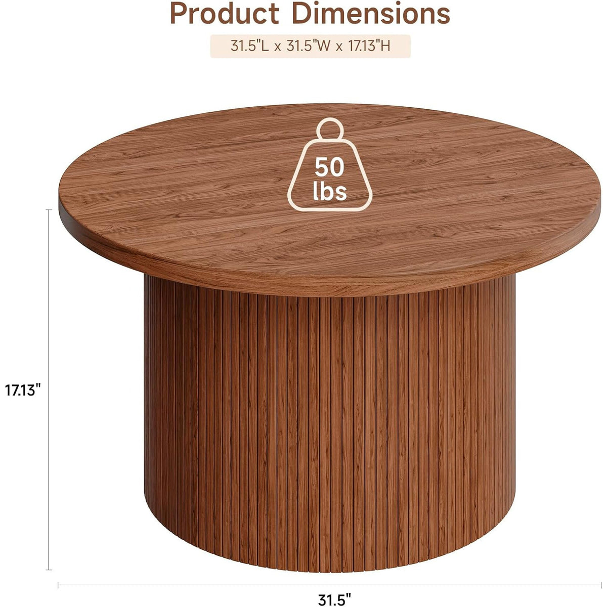 31.5 Inch Round Drum Coffee Table