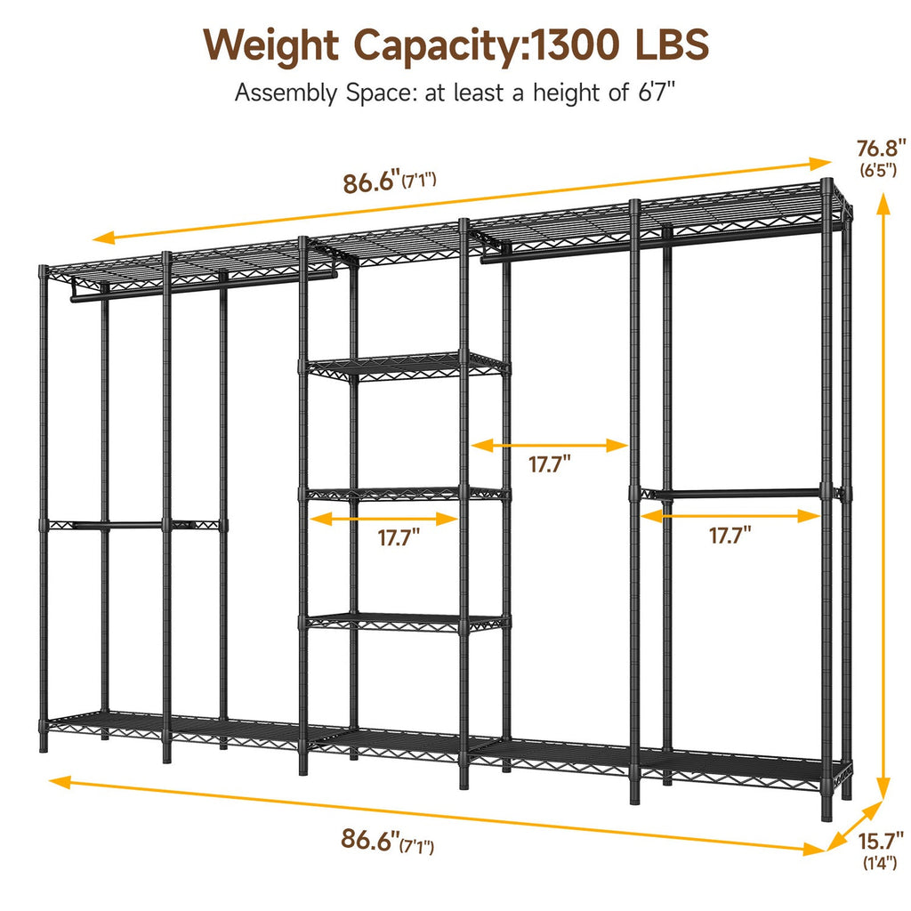 Heavy Duty Freestanding Closet Organizer with Wire Shelves