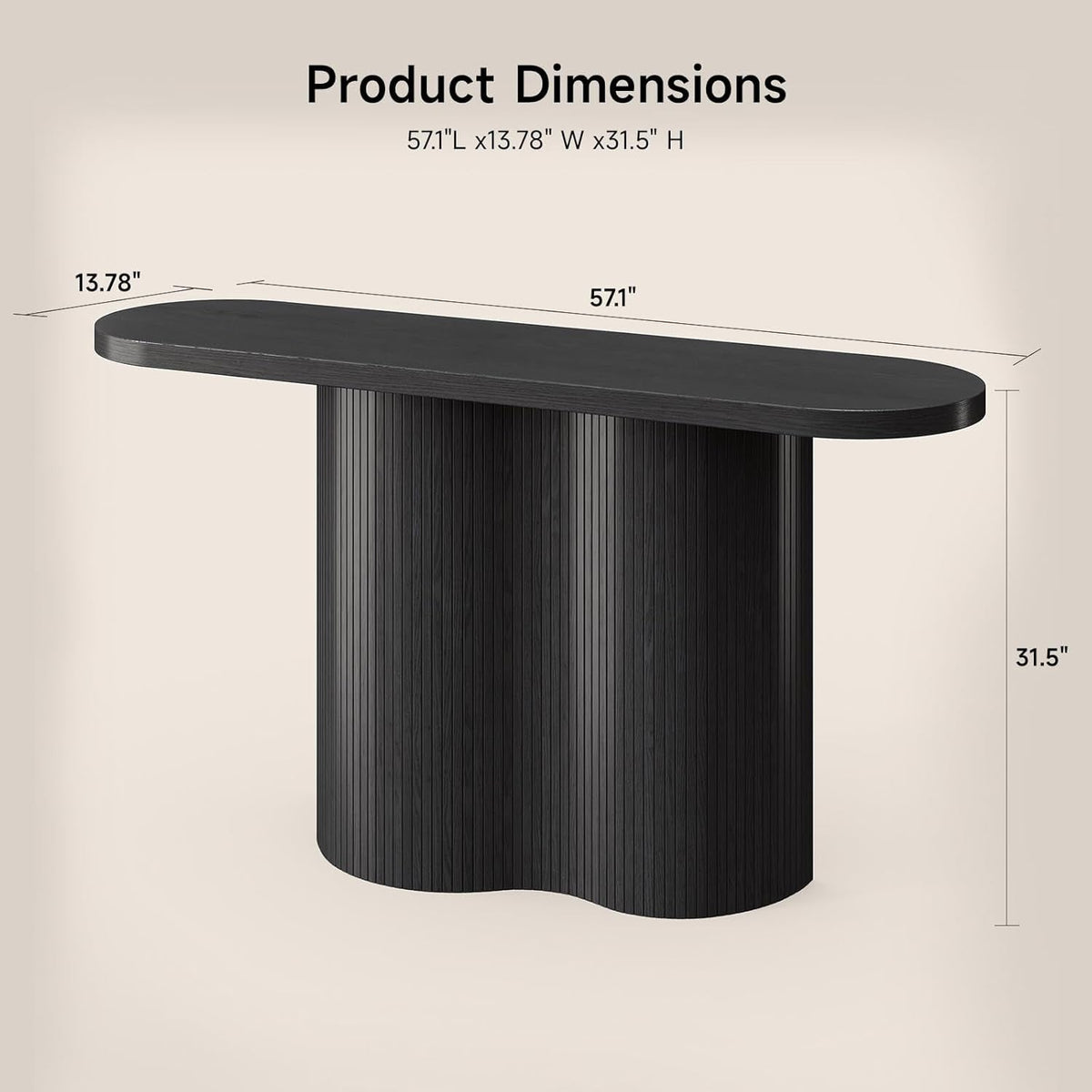 57 Inch Tambour Entryway Console Table