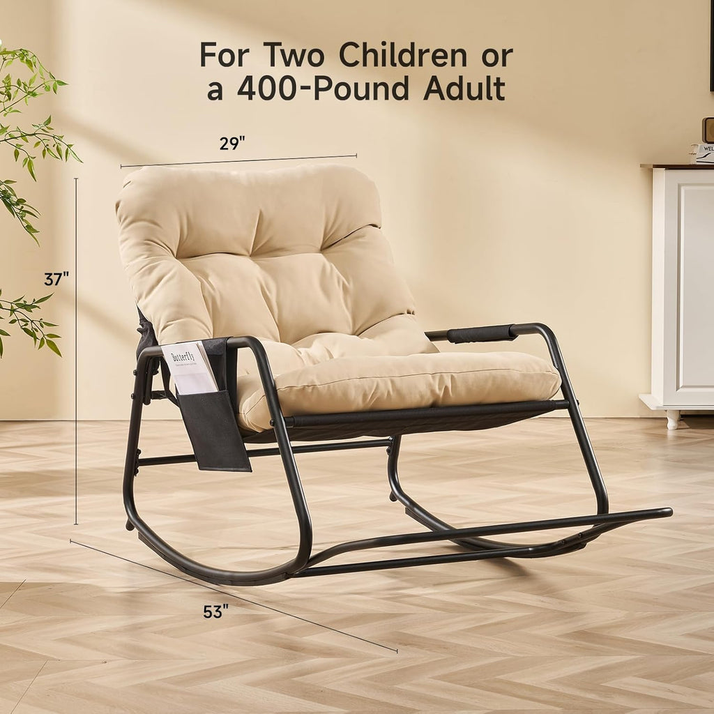 Papasan Rocking Chair with Cushion for Indoor and Outdoor