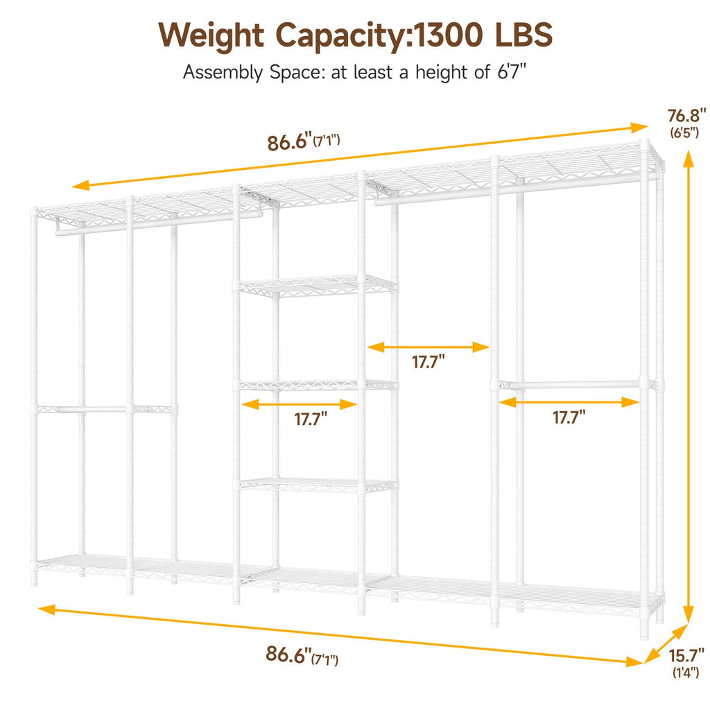 Heavy Duty Freestanding Closet Organizer with Wire Shelves