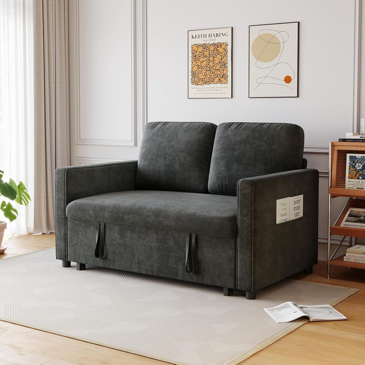 54" Chenille 3-in-1 Sleeper Sofa Bed with USB Ports