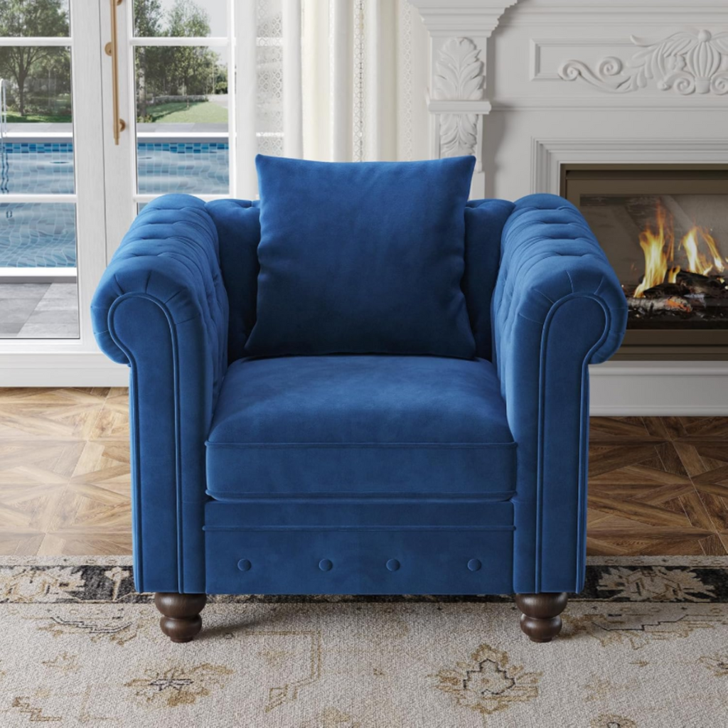 Velvet Chesterfield Tufted Accent Armchair