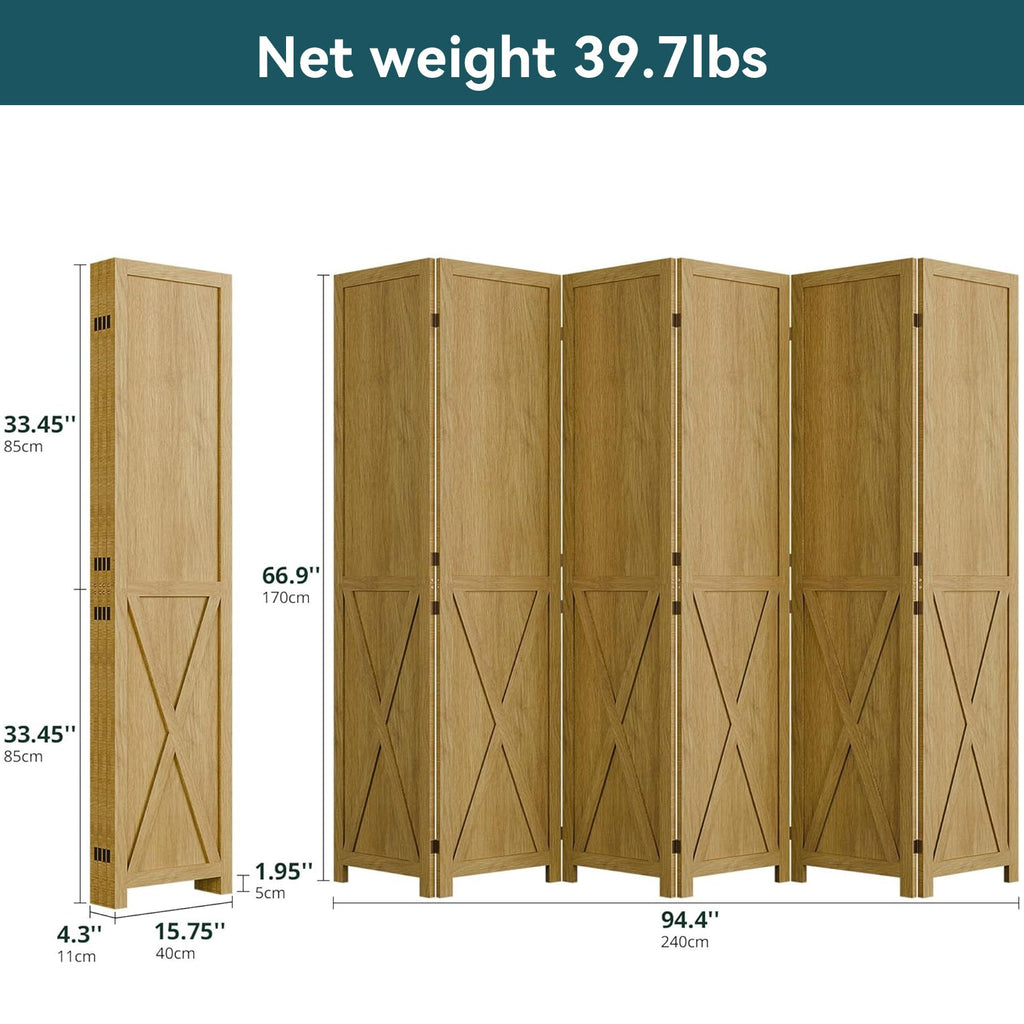 5.5 ft Solid Wood Folding Room Divider