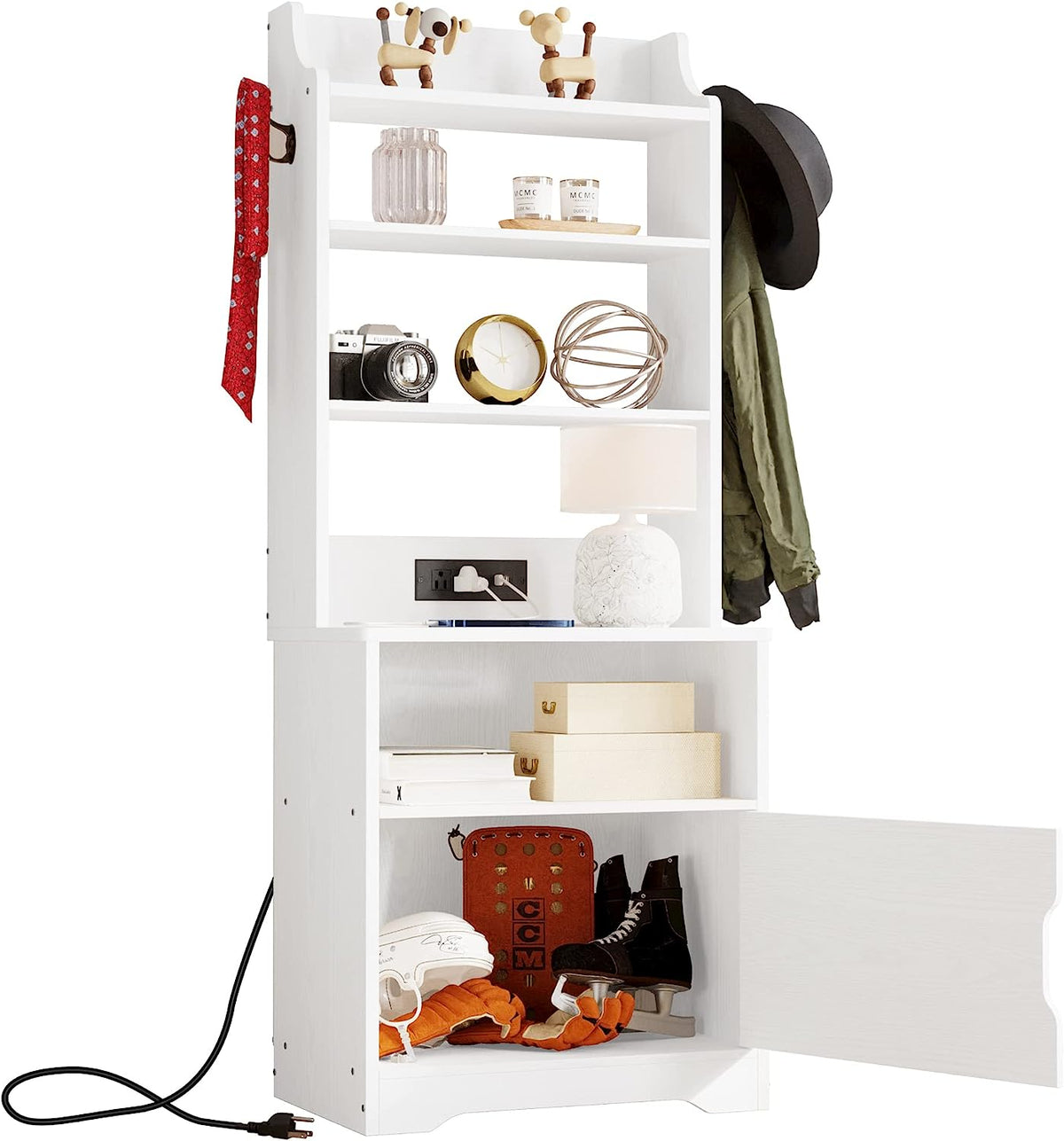 55 Inch Tall Nightstand with Charging Station