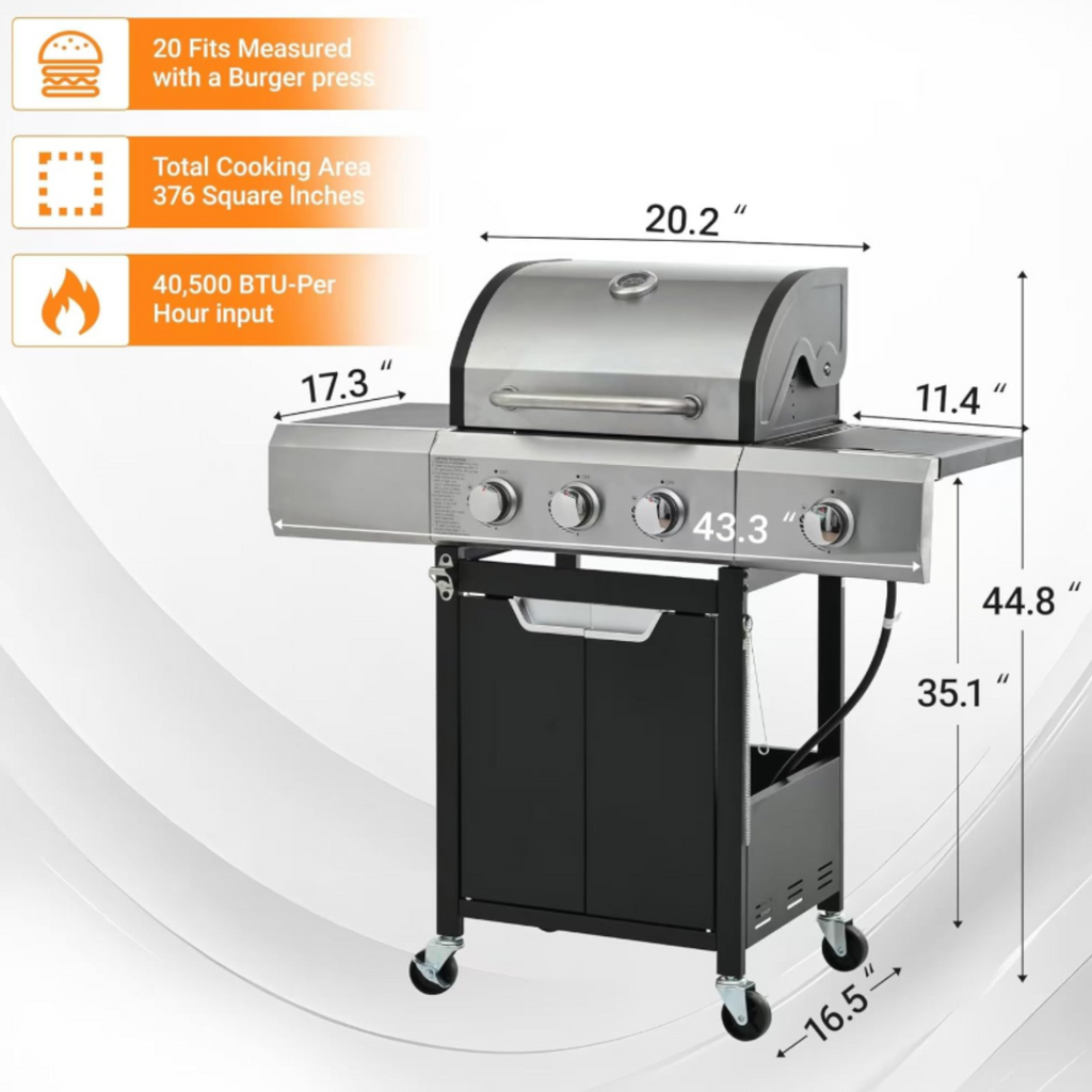 3-Burner Stainless Steel Propane Gas Grill