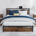 Storage Headboard Bed Frame with Charging Station
