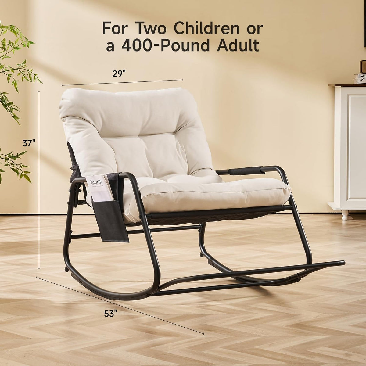 Papasan Rocking Chair with Cushion for Indoor and Outdoor
