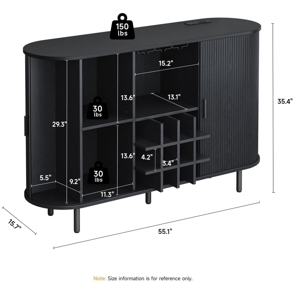 55 Inch LED Wine Bar Cabinet and Coffee Station