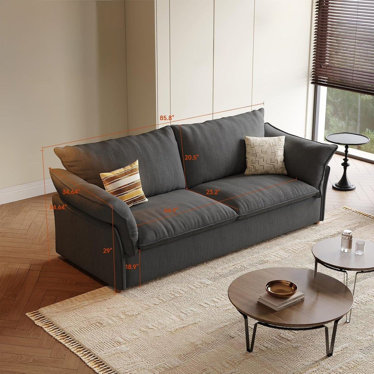86" Modern Linen Cloud Sofa with Deep Seat