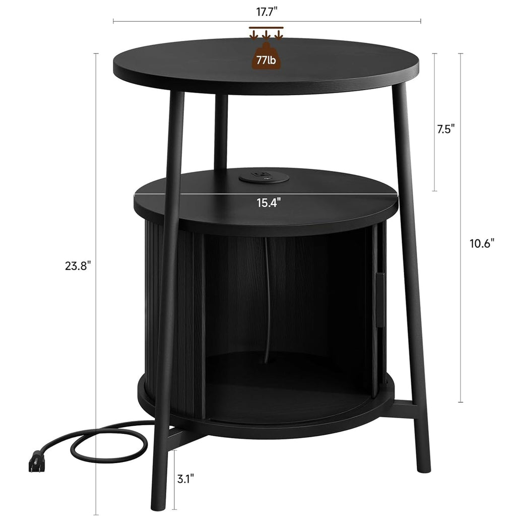 Round 2-Tier Side Table with Charging Station