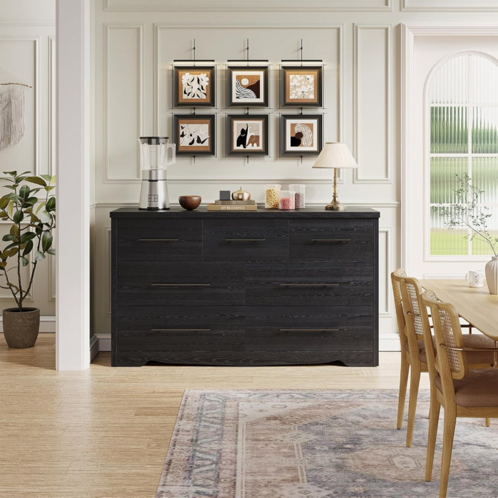 55 Inch 7 Drawer Dresser with Metal Handles