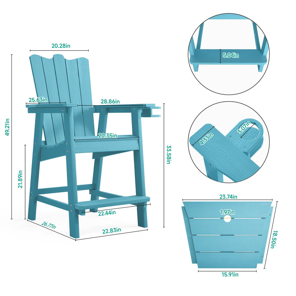 2-Piece Tall Adirondack Balcony Chair Set