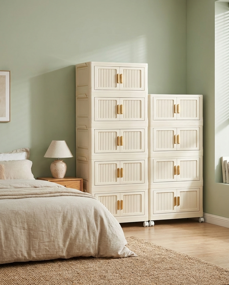 Foldable Rolling Storage Cabinet