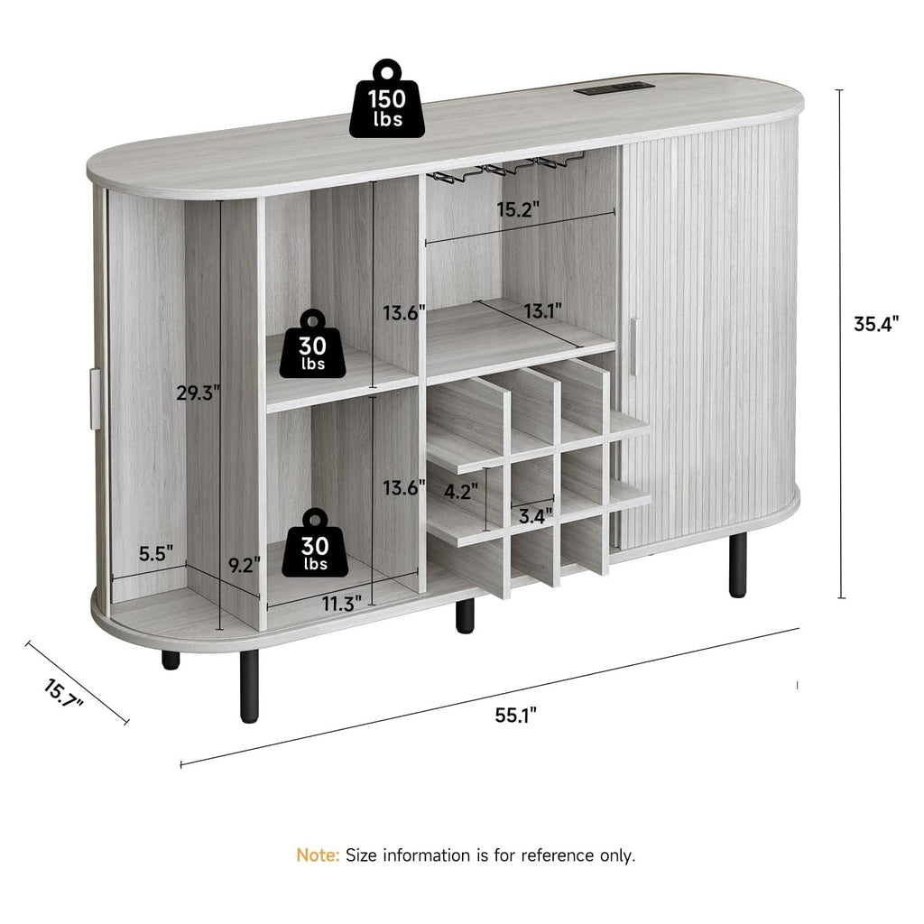 55 Inch LED Wine Bar Cabinet and Coffee Station