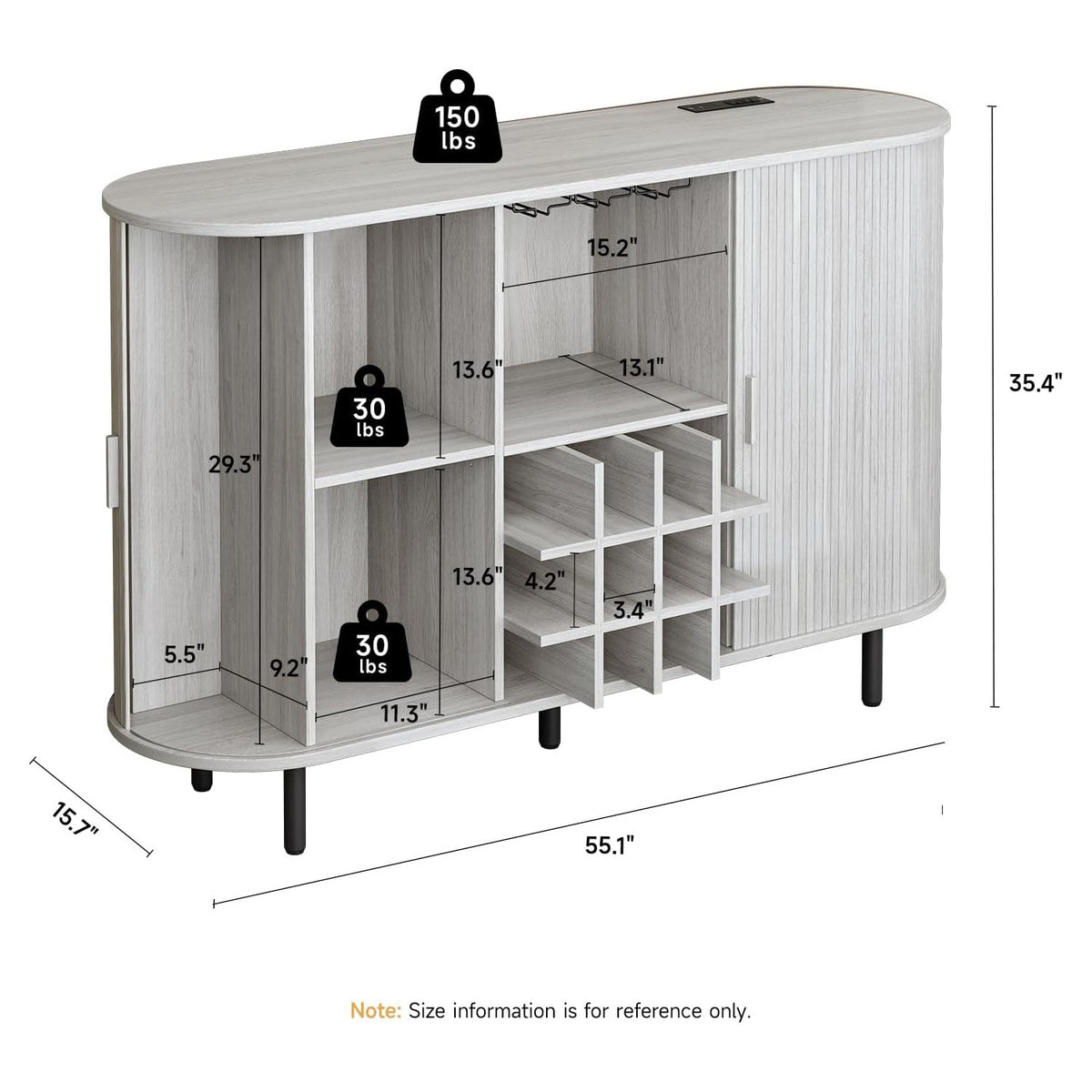 55 Inch LED Wine Bar Cabinet and Coffee Station