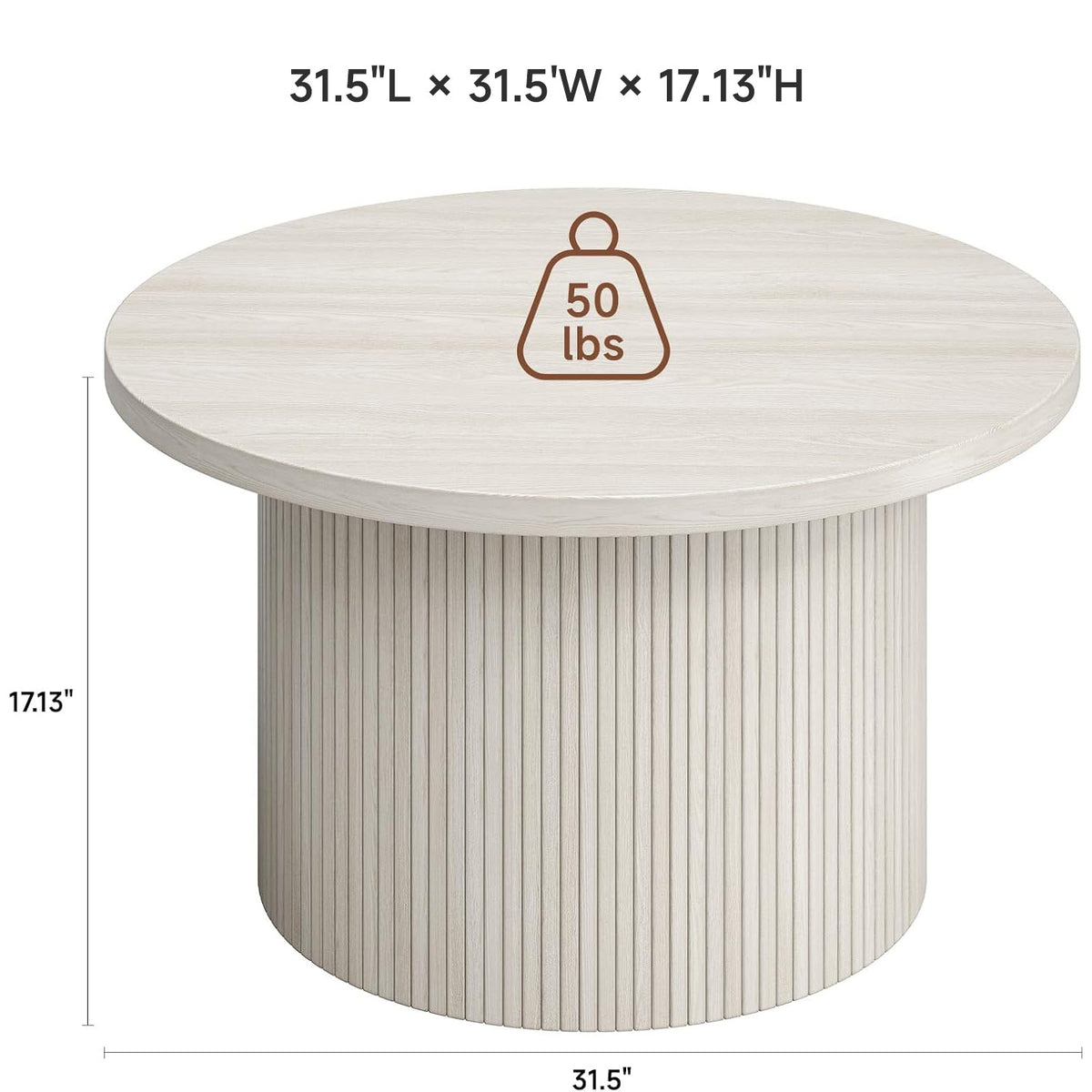 31.5 Inch Round Drum Coffee Table