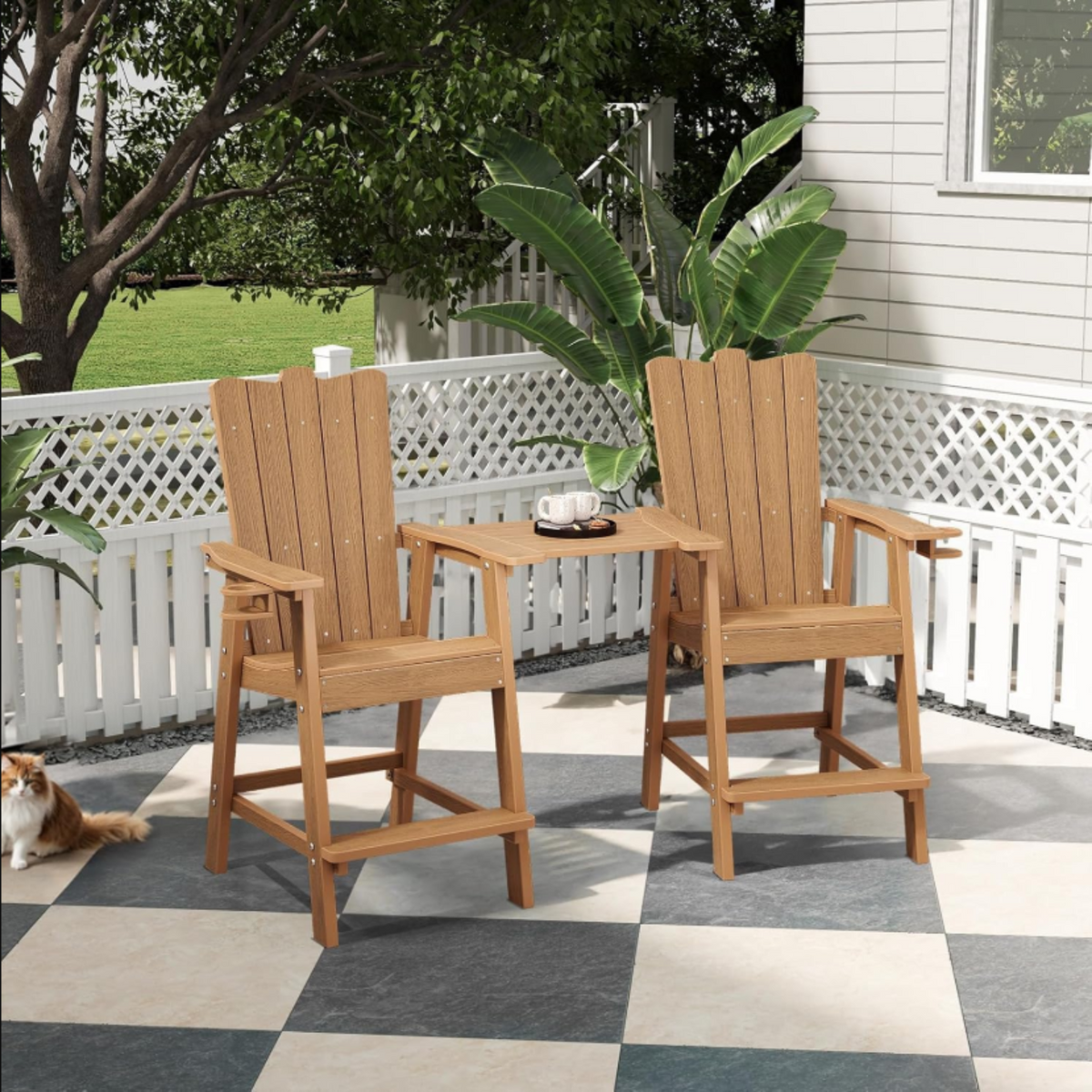 2-Piece Tall Adirondack Balcony Chair Set