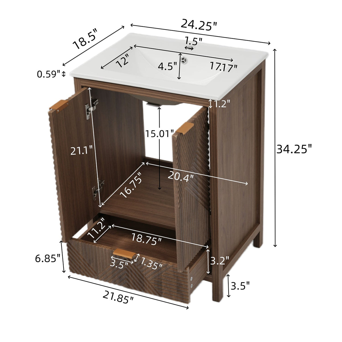 24 Inch Bathroom Vanity with Sink and Soft-Close Door