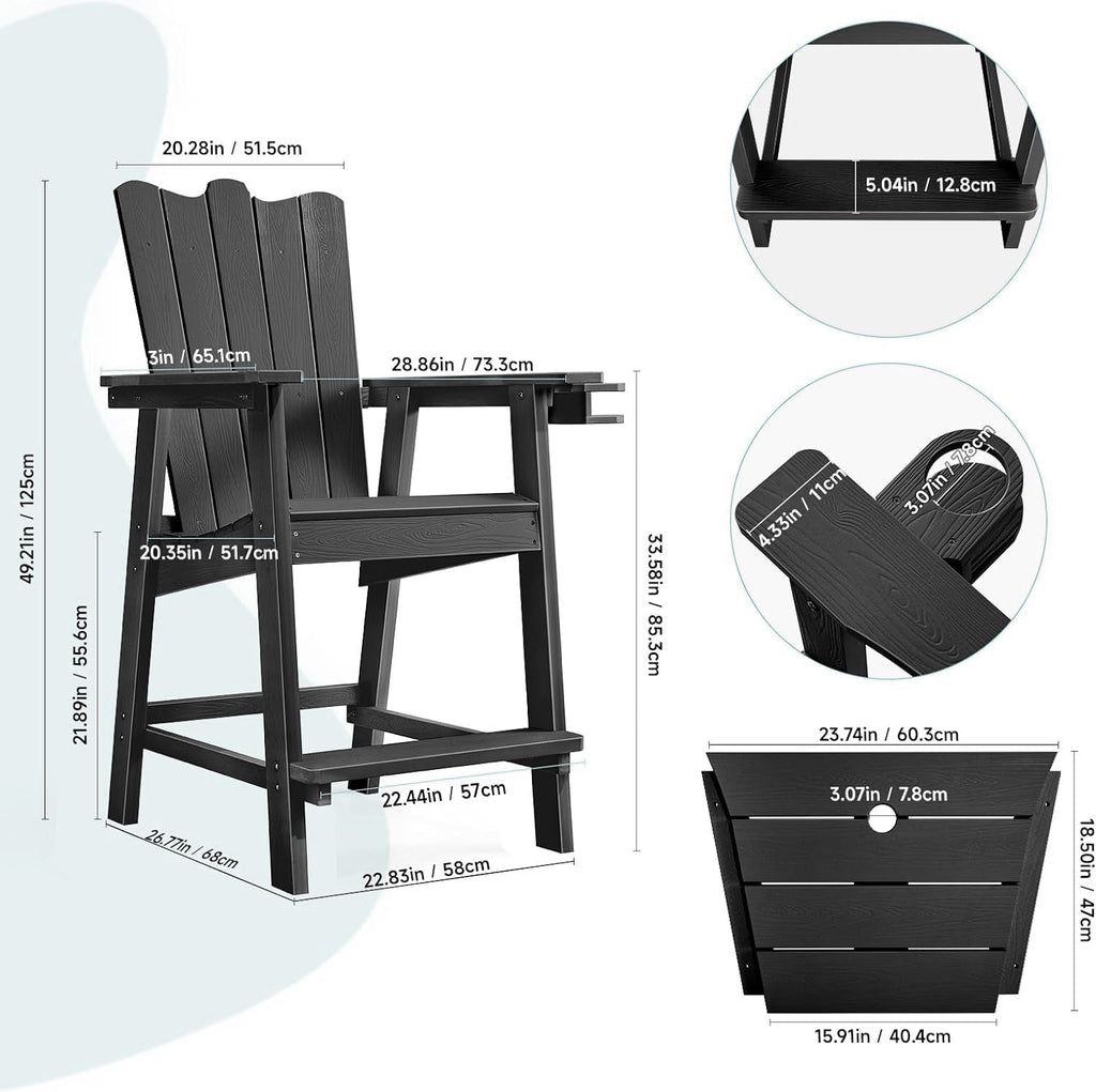 2-Piece Tall Adirondack Balcony Chair Set