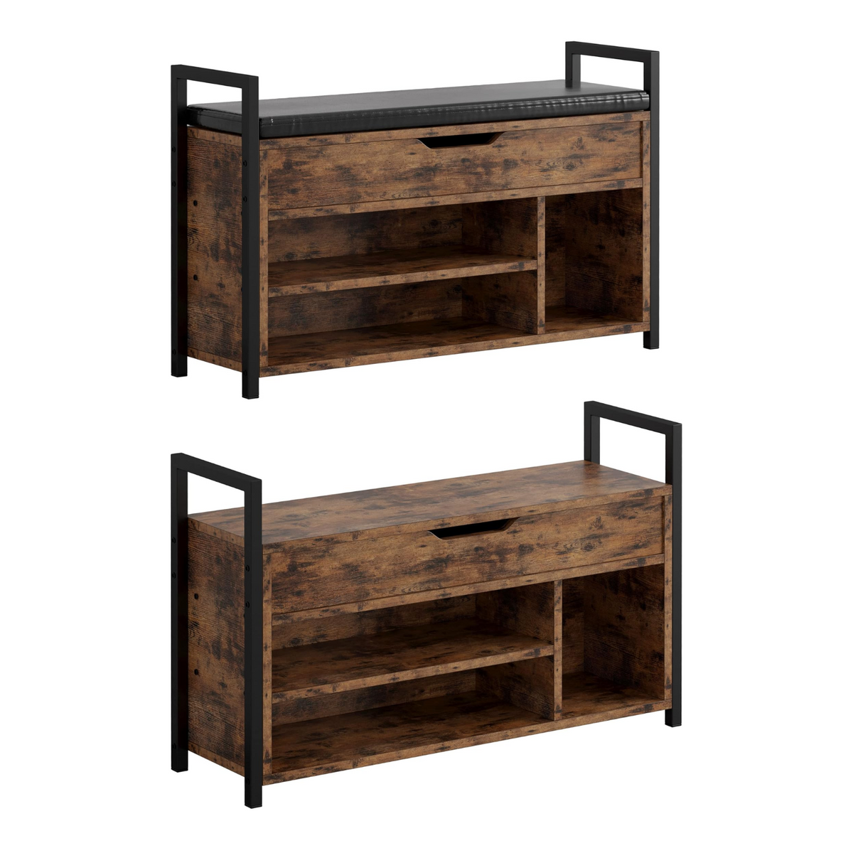 Shoe Storage Bench with 2-Tier Rack and Storage Box