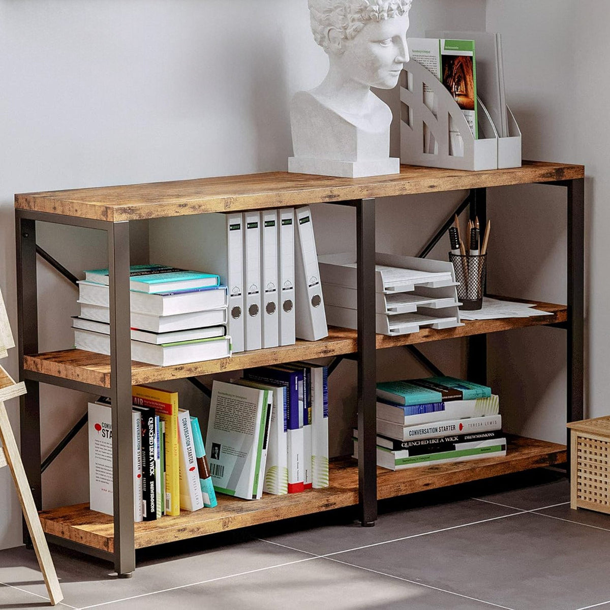 55 Inch Industrial 3-Tier Console Table and TV Stand