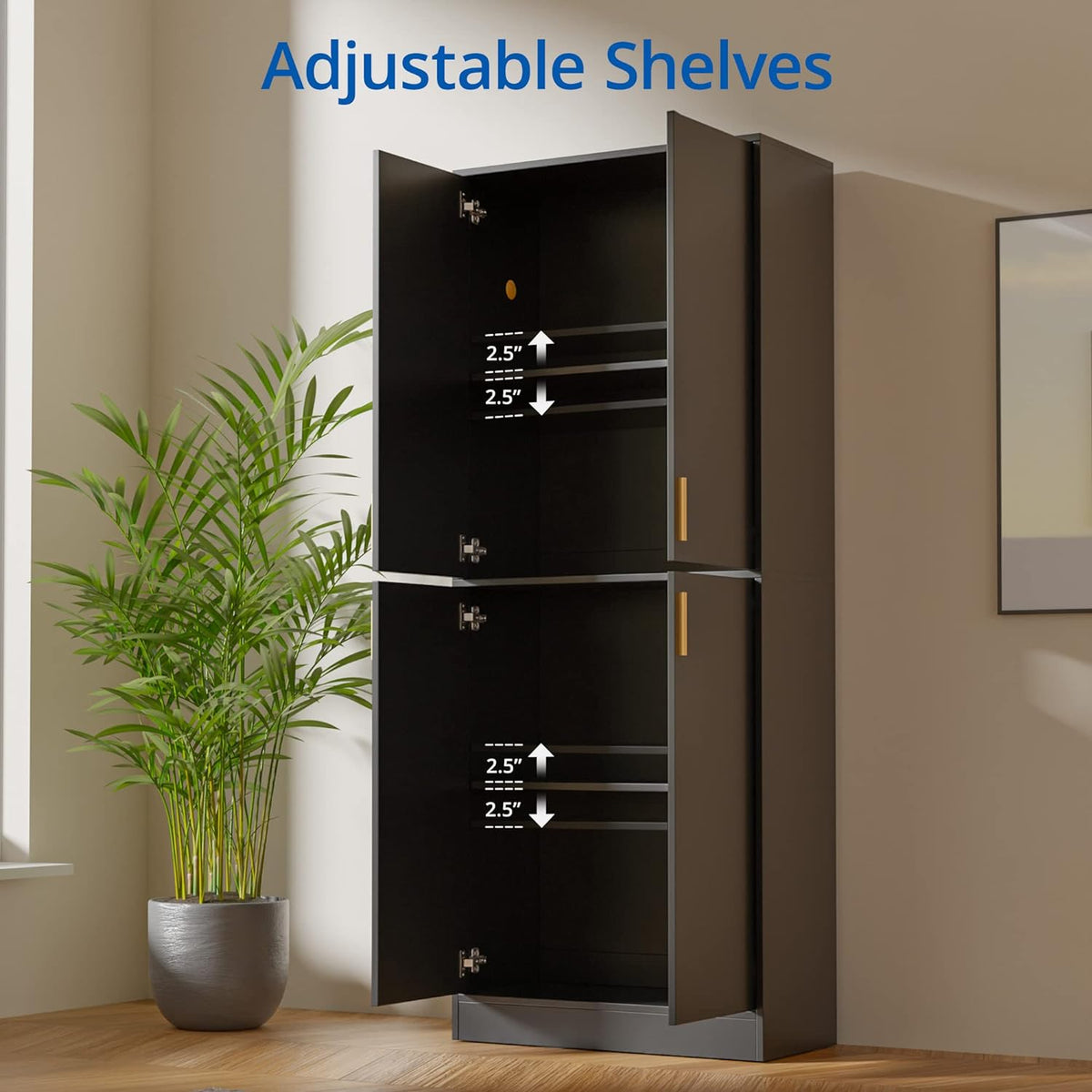 71 Inch Tall Kitchen Pantry Cabinet with Shelves