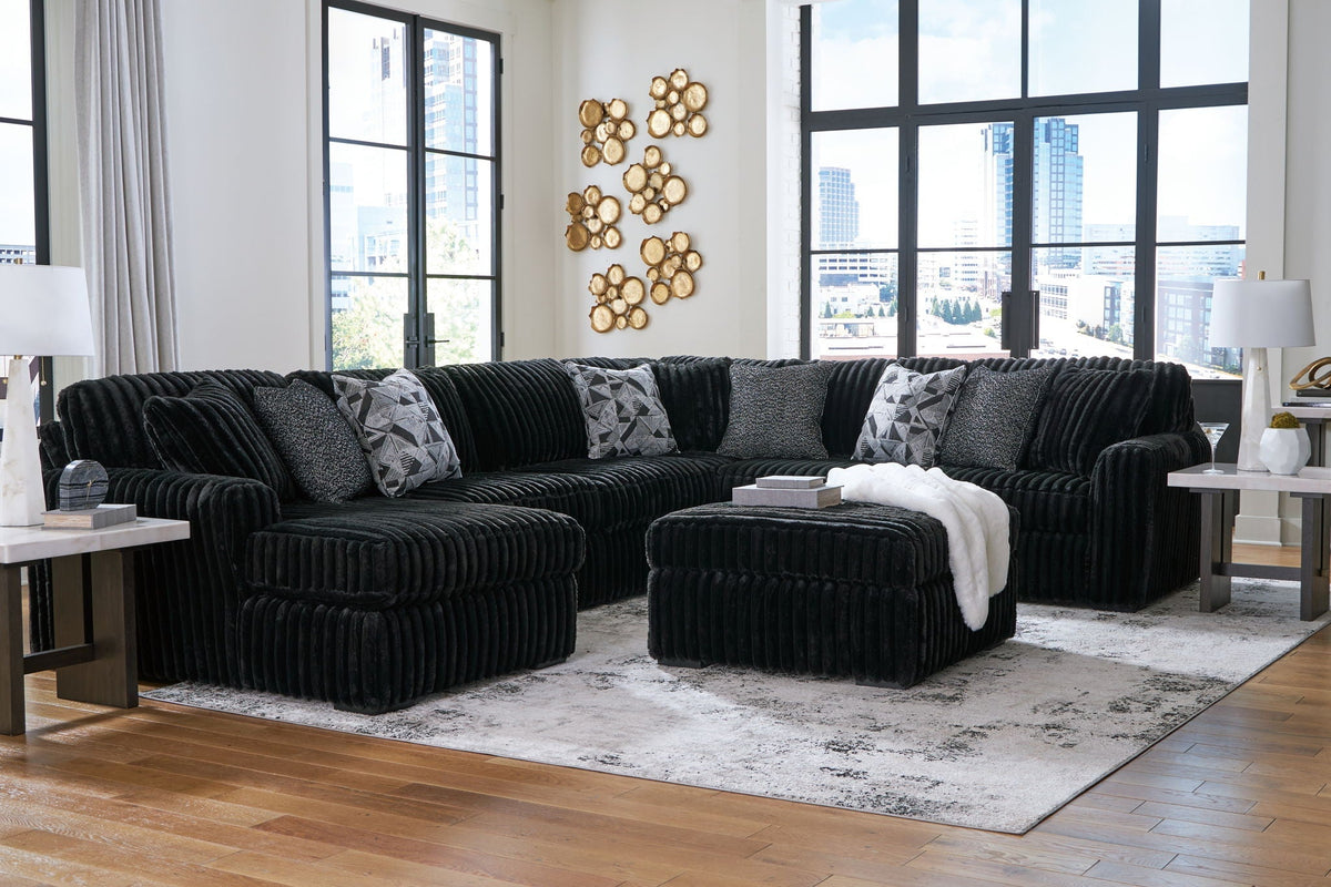 Midnight-Madness Black Sectional Set