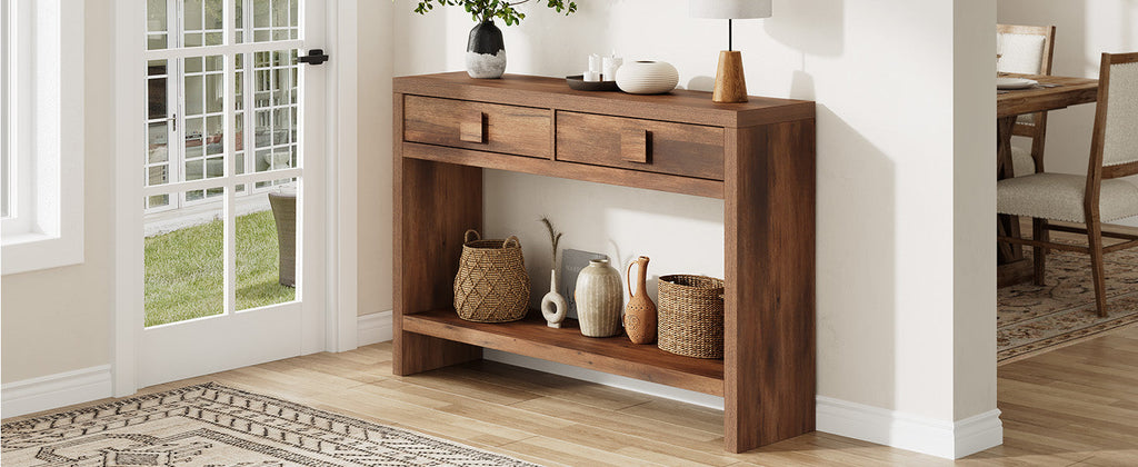 47 Inch Narrow Console Table with Drawers