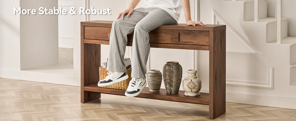 55 Inch Narrow Console Table with Drawers