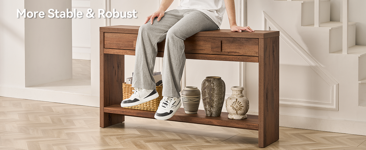 55 Inch Narrow Console Table with Drawers