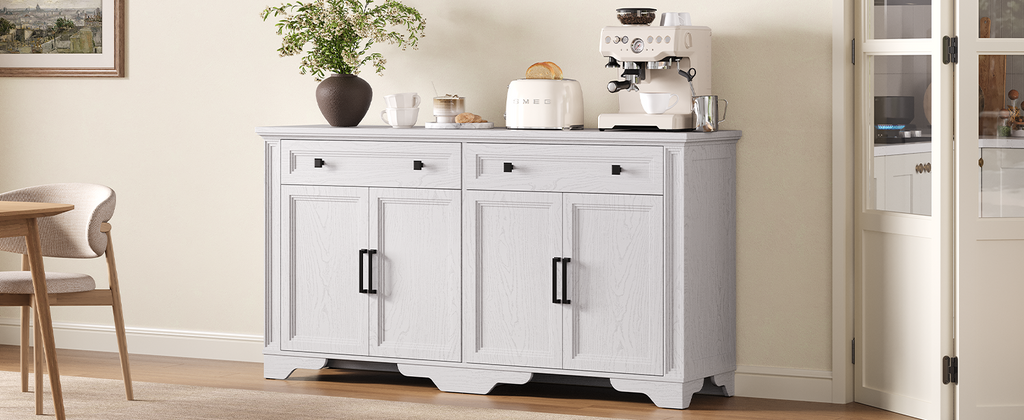 63 Inch Kitchen Sideboard Buffet with Drawers and Doors