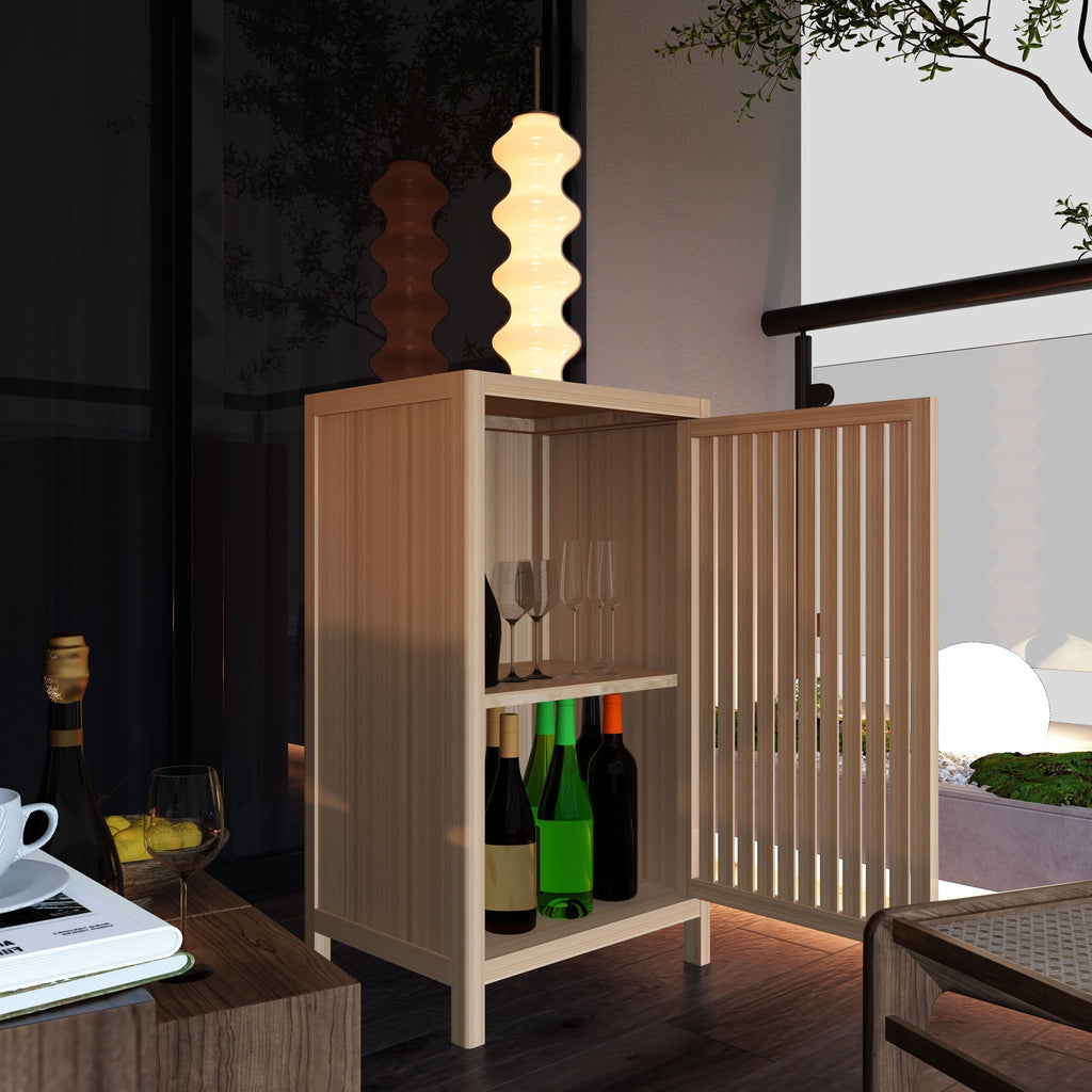 Bamboo Storage Cabinet with Door and Shelf, Natural